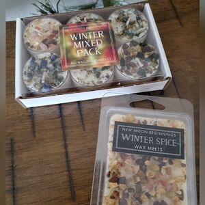 New Moon Beginnings Winter Spice Tealights + Wax Melts Crystals Botanicals Set